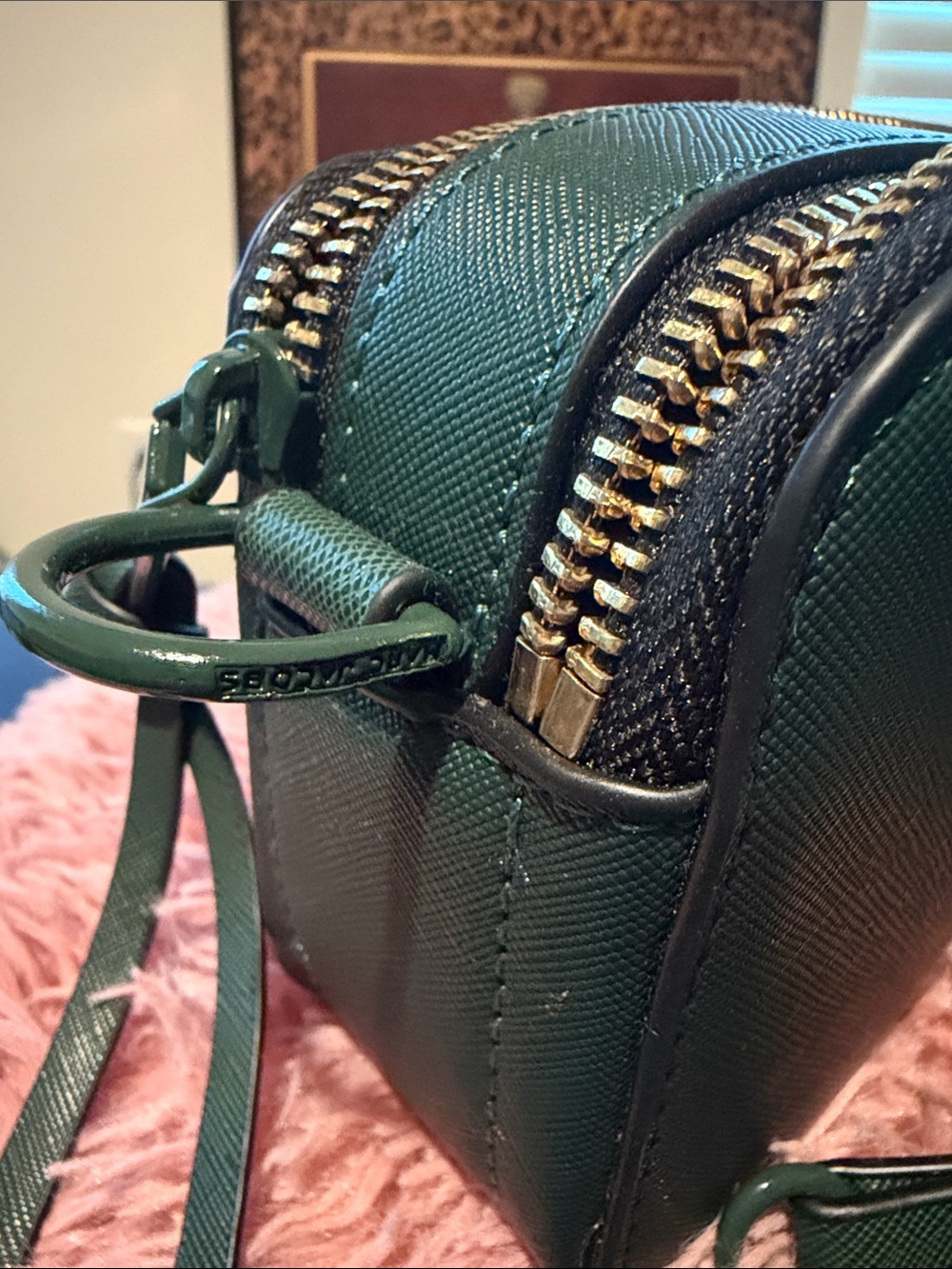 Michael Kors Dark Green Textured mini Crossbody with Removable Strap - Picture 3 of 8